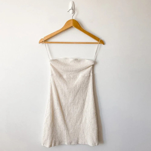 Aritzia Wilfred Attention Smocked Strapless Mini Tube Dress Size Small - Picture 4 of 8